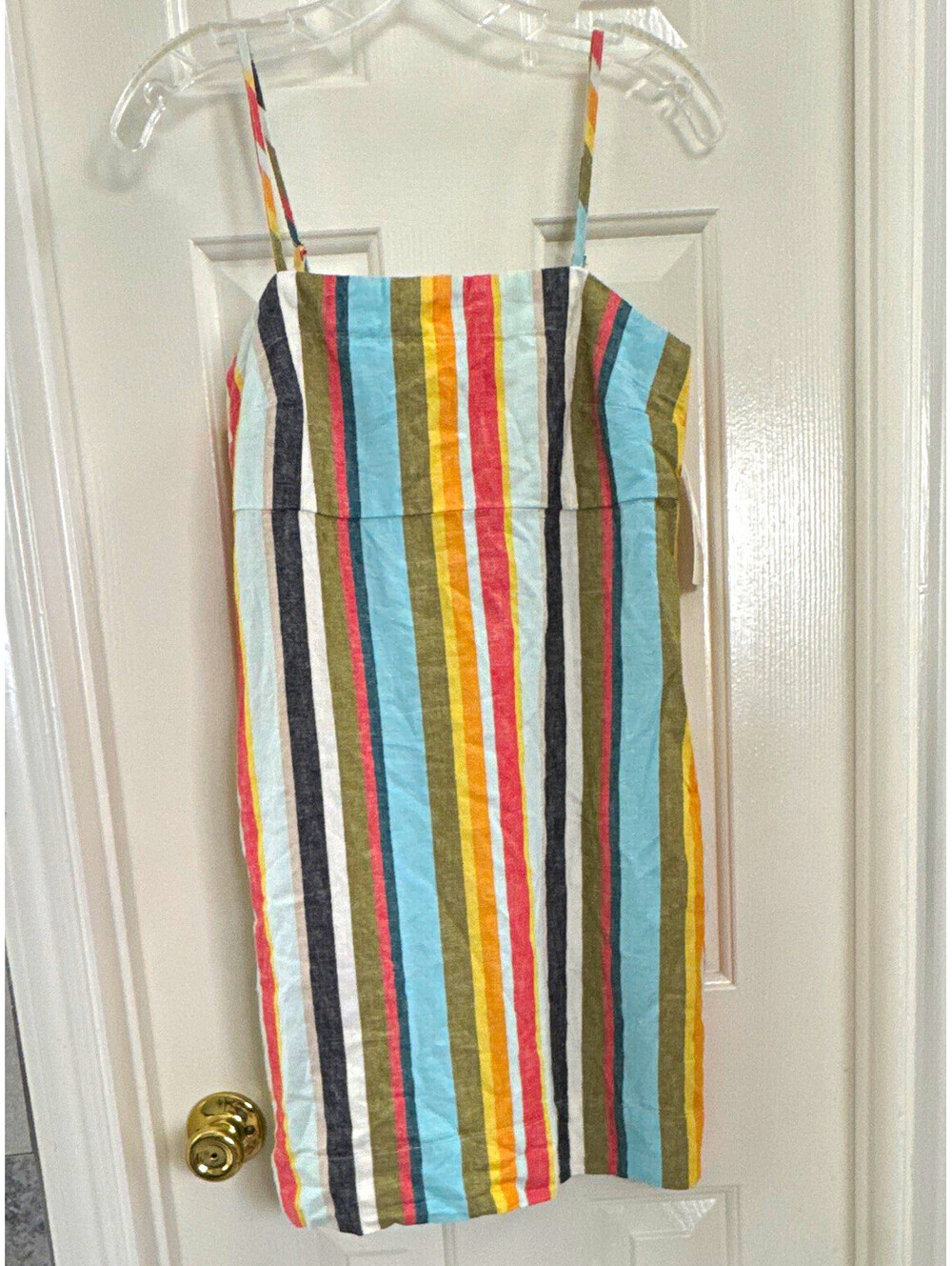 A New Day Multicolor Striped Square Neck Spaghetti Strap Cut Out Mini XS